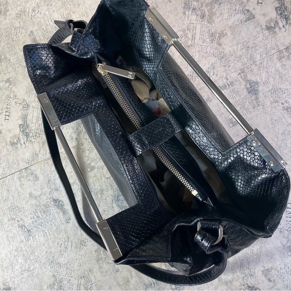 Halston Heritage Lizard Embossed Leather Satchel - Picture 8 of 14